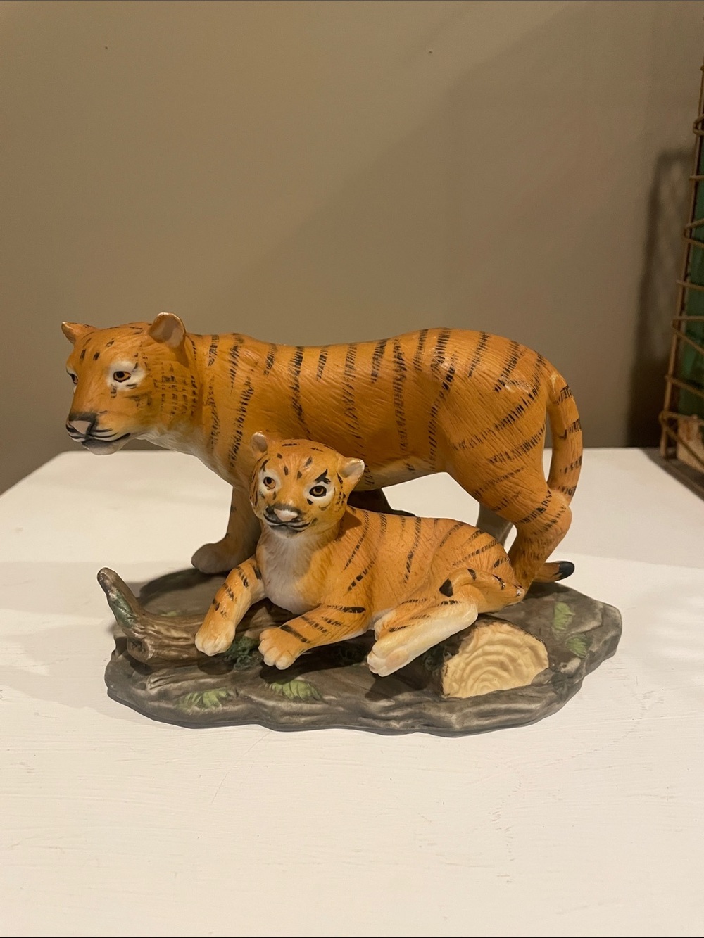 Tiger and cub figurine - home decor